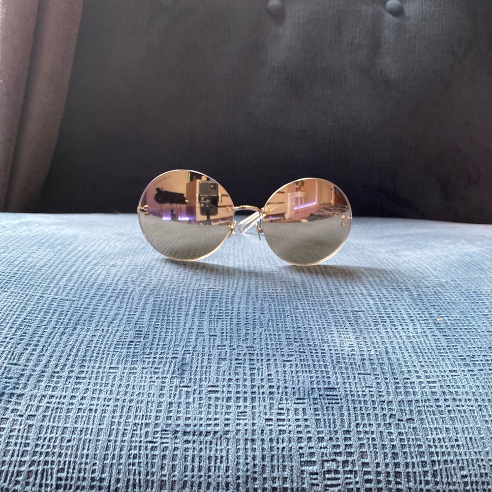 Authentic Chanel Gold Plater Acetate Round Sunglasses - Picture 7 of 9